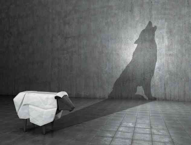 Mouton avec ombre loup